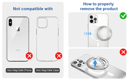 EWA Magnetic Phone Grip and Stand with Silicone Finger Strap