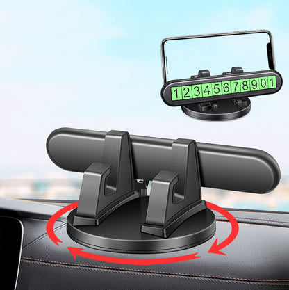 Rotating Car Phone Holder Luminous Temporary Parking Number Plate