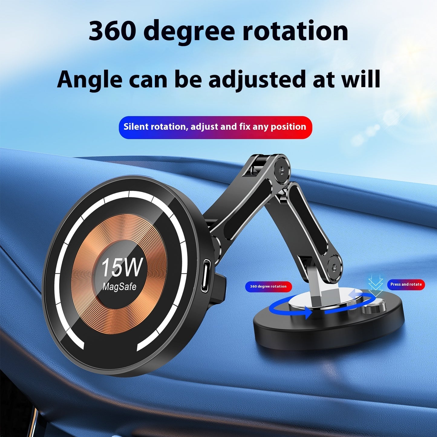 Rotating Car 360 Degrees 15W Magnetic Bracket
