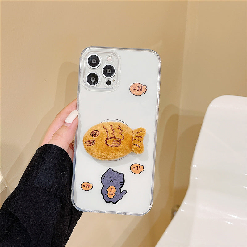 Cat Plush Taiyaki Stand Phone Case