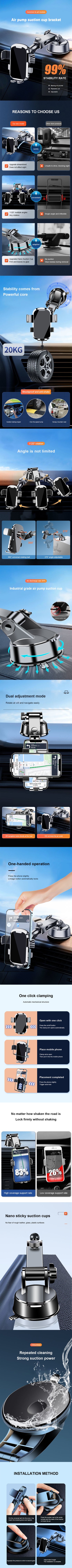 SEAMETAL Dashboard Phone Holder for Car Stable Suction Cup