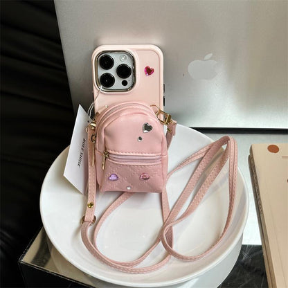 Crossbody Wallet Phone Case For ApplePhone Cute Light