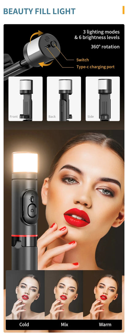 Q12S Foldable Wireless Selfie Stick Bluetooth Monopod