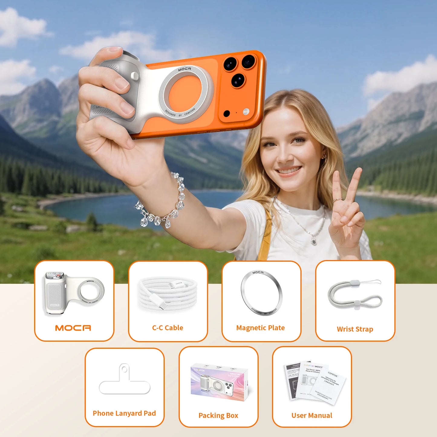 Magnetic Phone Camera Hand Grip Smart Holder with Remote Control