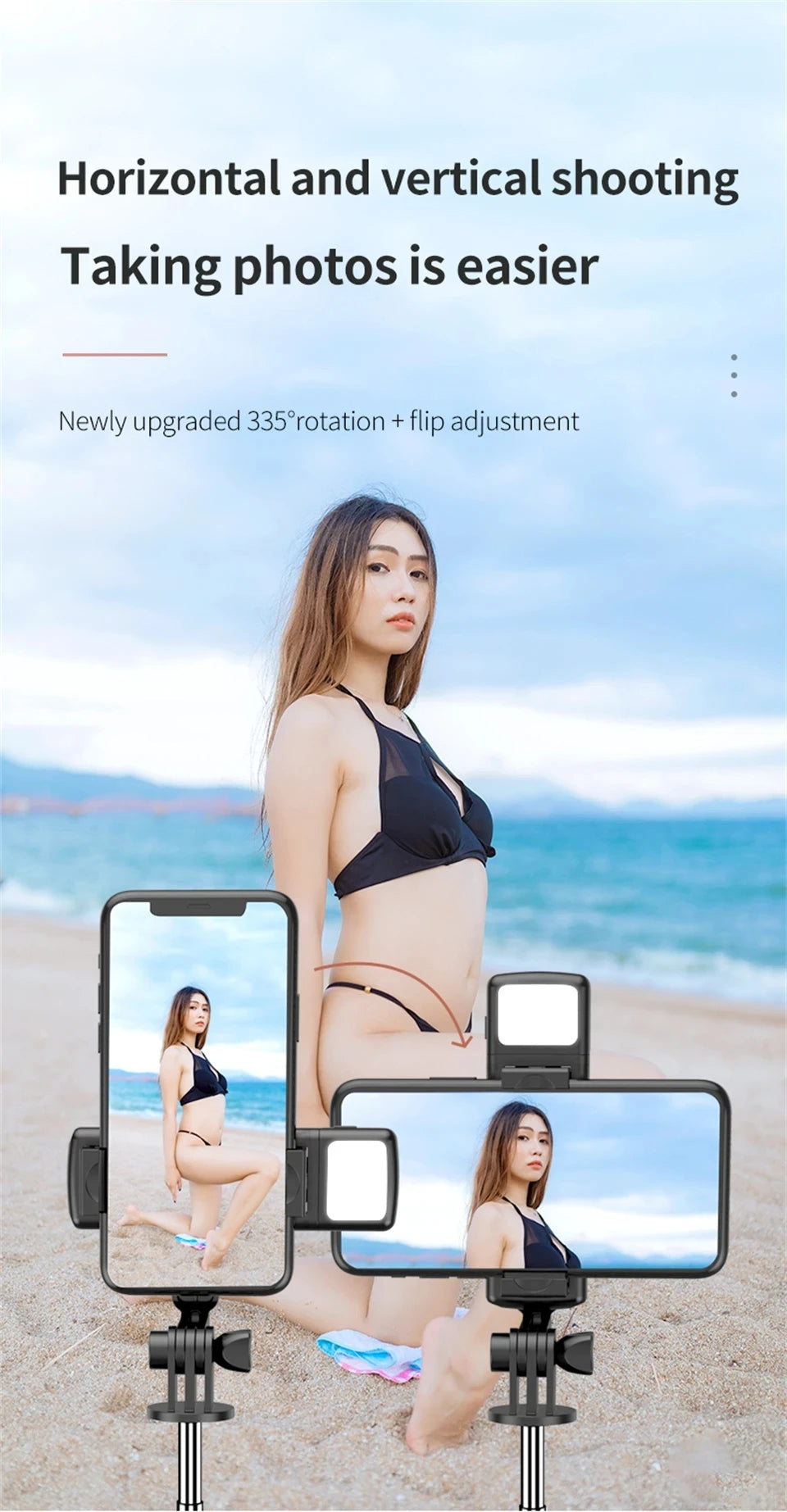 Bluetooth Selfie Stick Tripod Desktop Stand Phone Holder