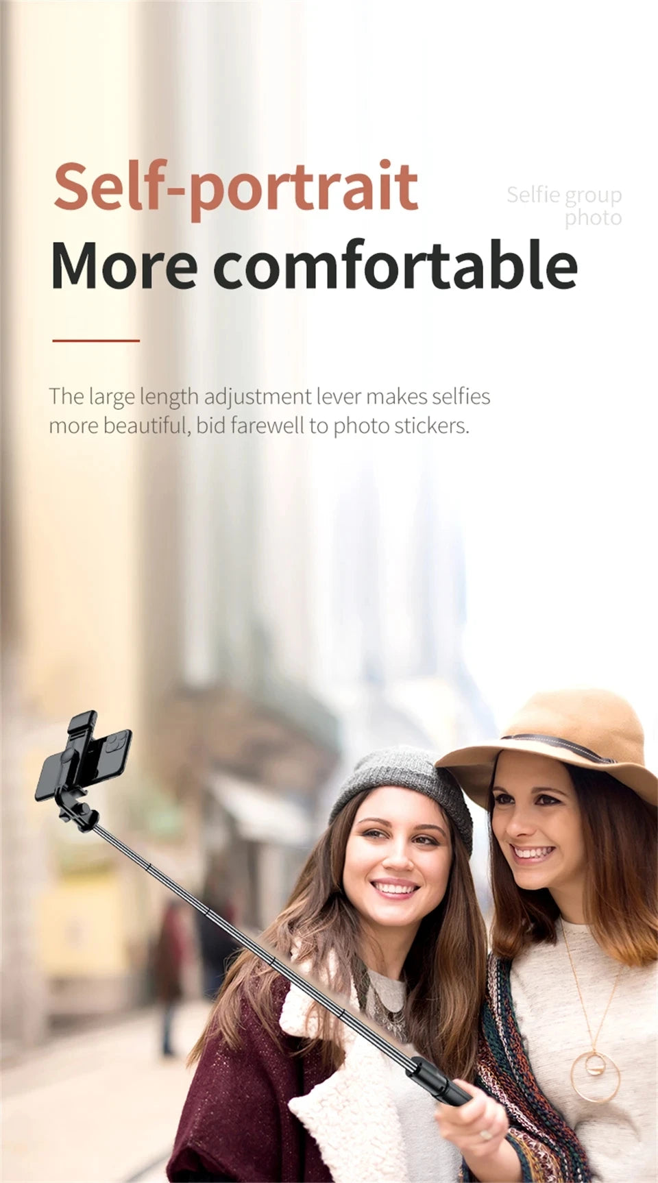 Bluetooth Selfie Stick Tripod Desktop Stand Phone Holder