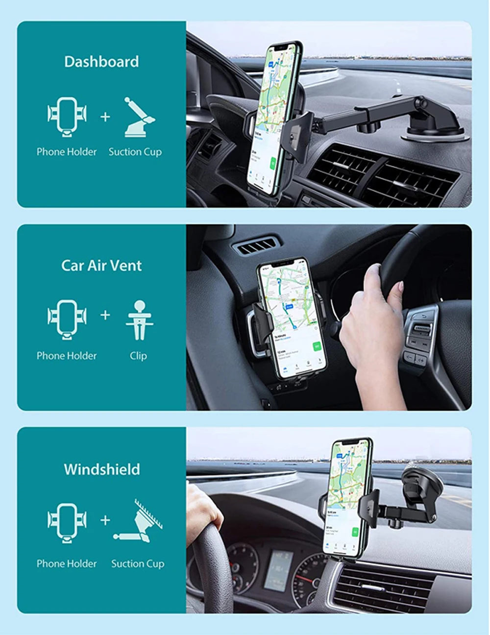 Car Phone Mount Long Arm Suction Cup Sucker Car Phone Holder