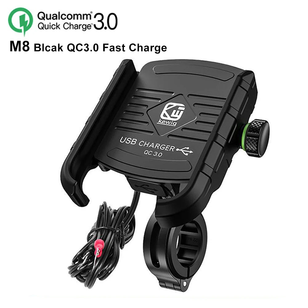 Motorcycle Phone Holder Wireless Charging Cradle 3.0 Quick Charger