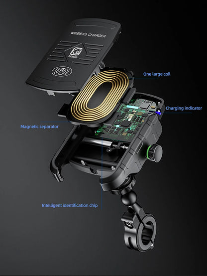 Motorcycle Phone Holder Wireless Charging Cradle 3.0 Quick Charger