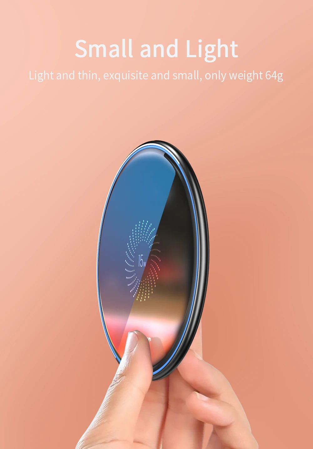 15W Fast Wireless Charger Visible Qi Wireless Charging Pad