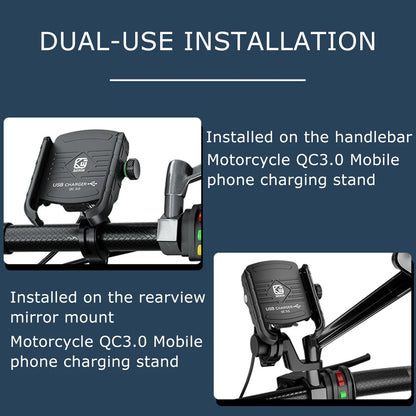 Motorcycle Phone Holder Wireless Charging Cradle 3.0 Quick Charger