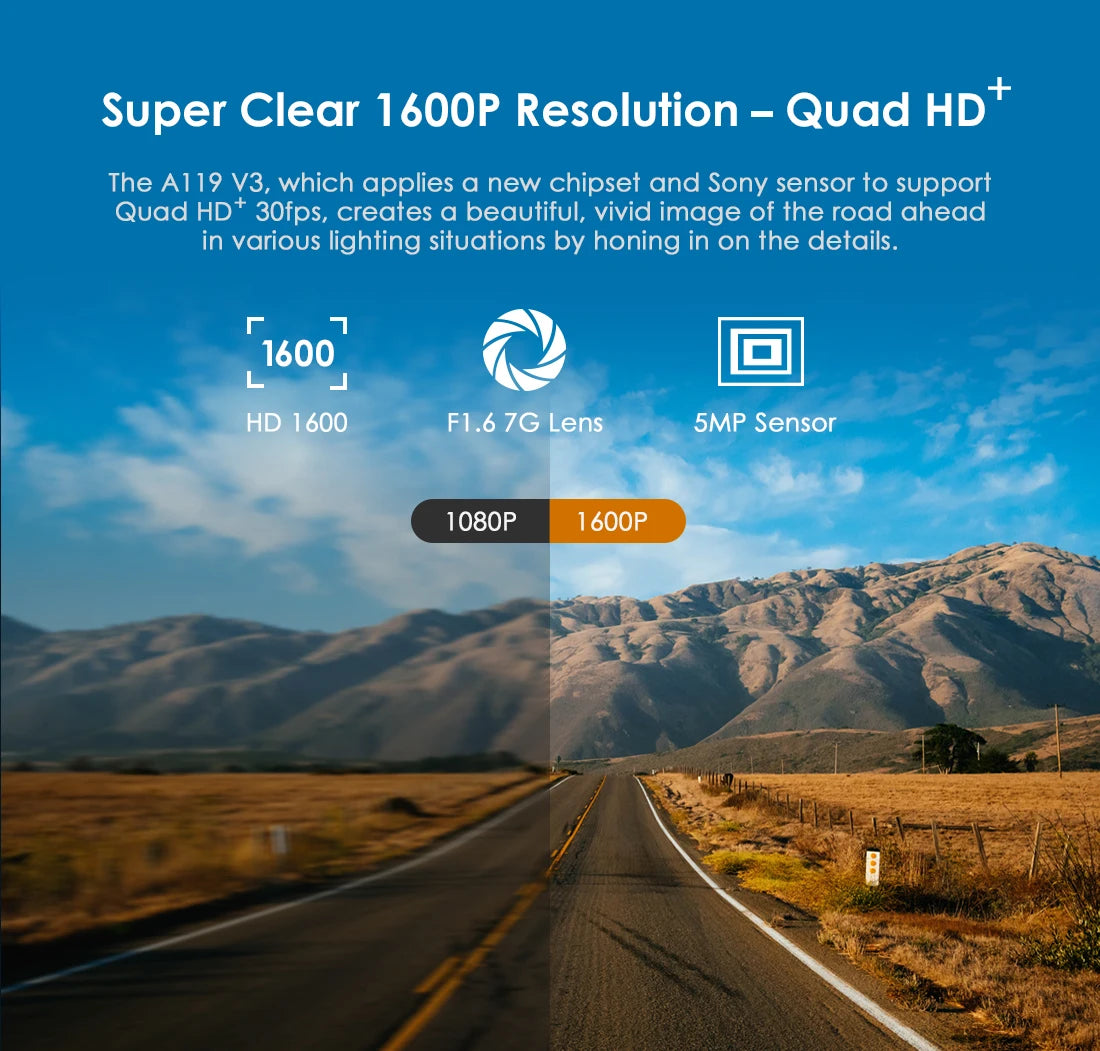 VIOFO A119 V3 2K Car DVR Super Night Vision Quad HD Dash Camera