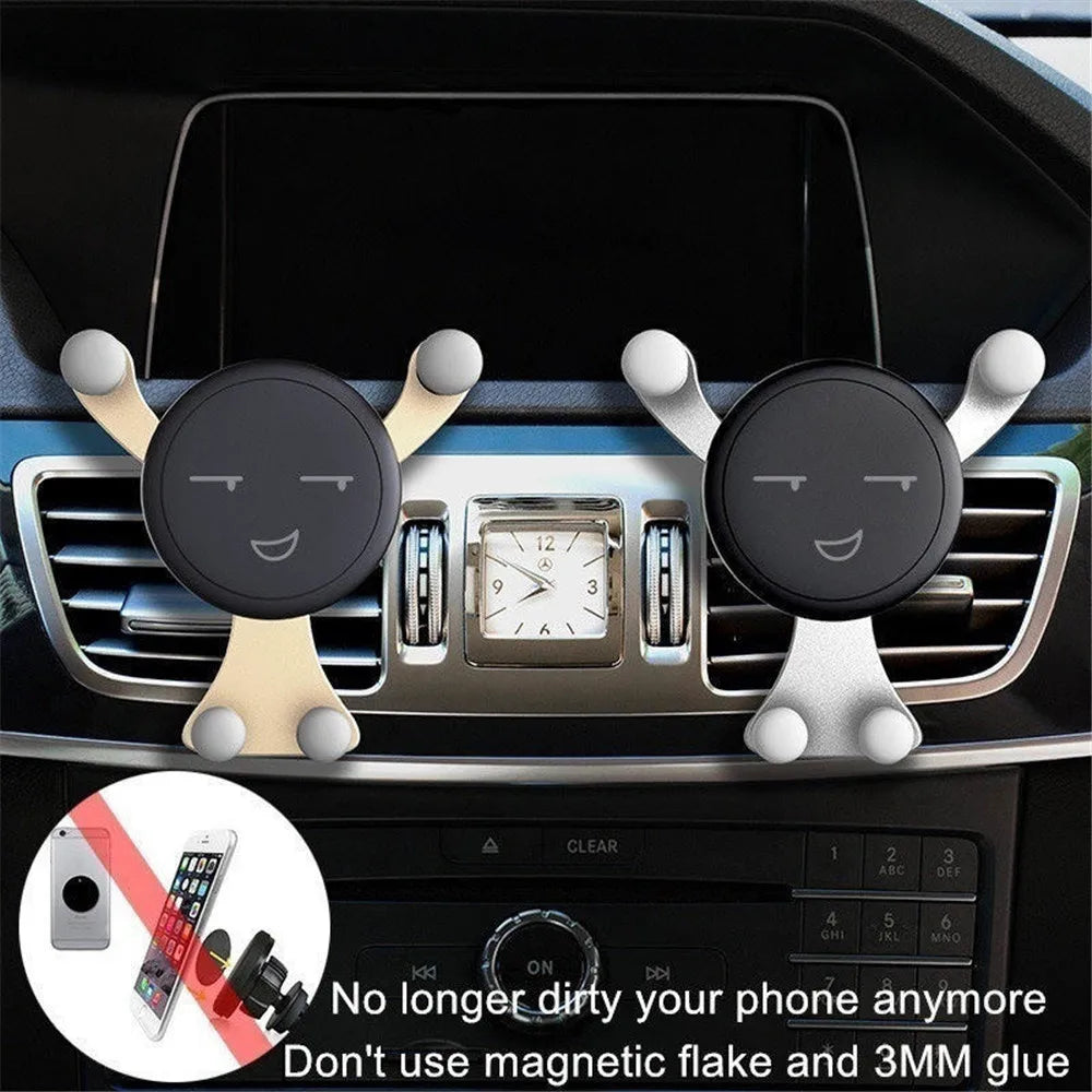 Gravity Car Phone Holder Air Vent Clip Smile Face