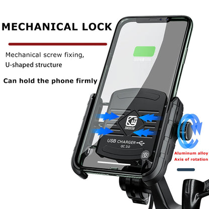 Motorcycle Phone Holder Wireless Charging Cradle 3.0 Quick Charger