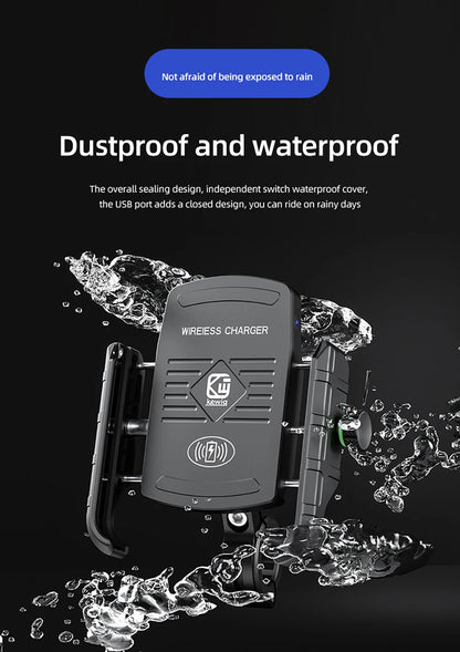 Motorcycle Phone Holder Wireless Charging Cradle 3.0 Quick Charger