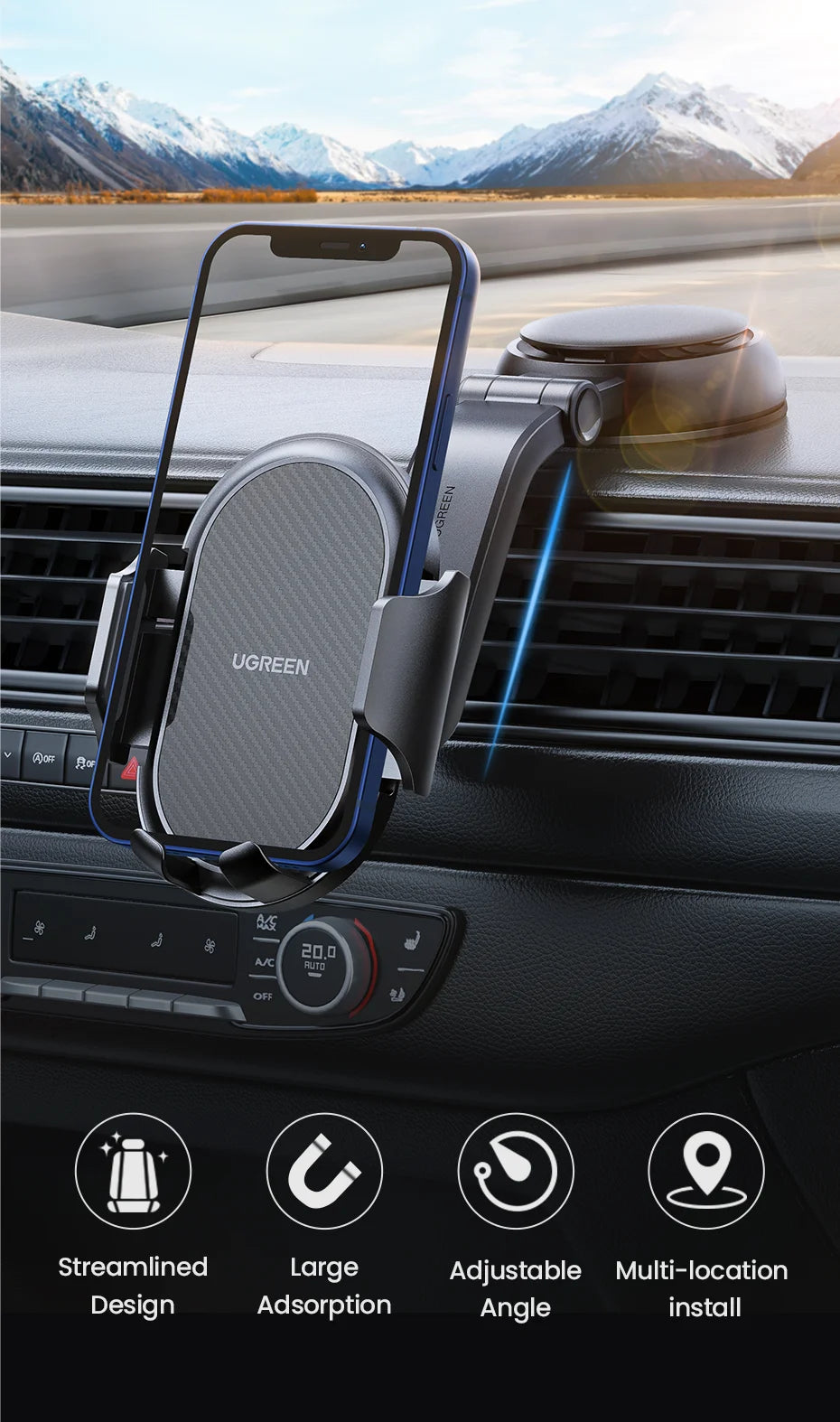 Car Phone Holder Stand Gravity Dashboard Phone Holder Universal