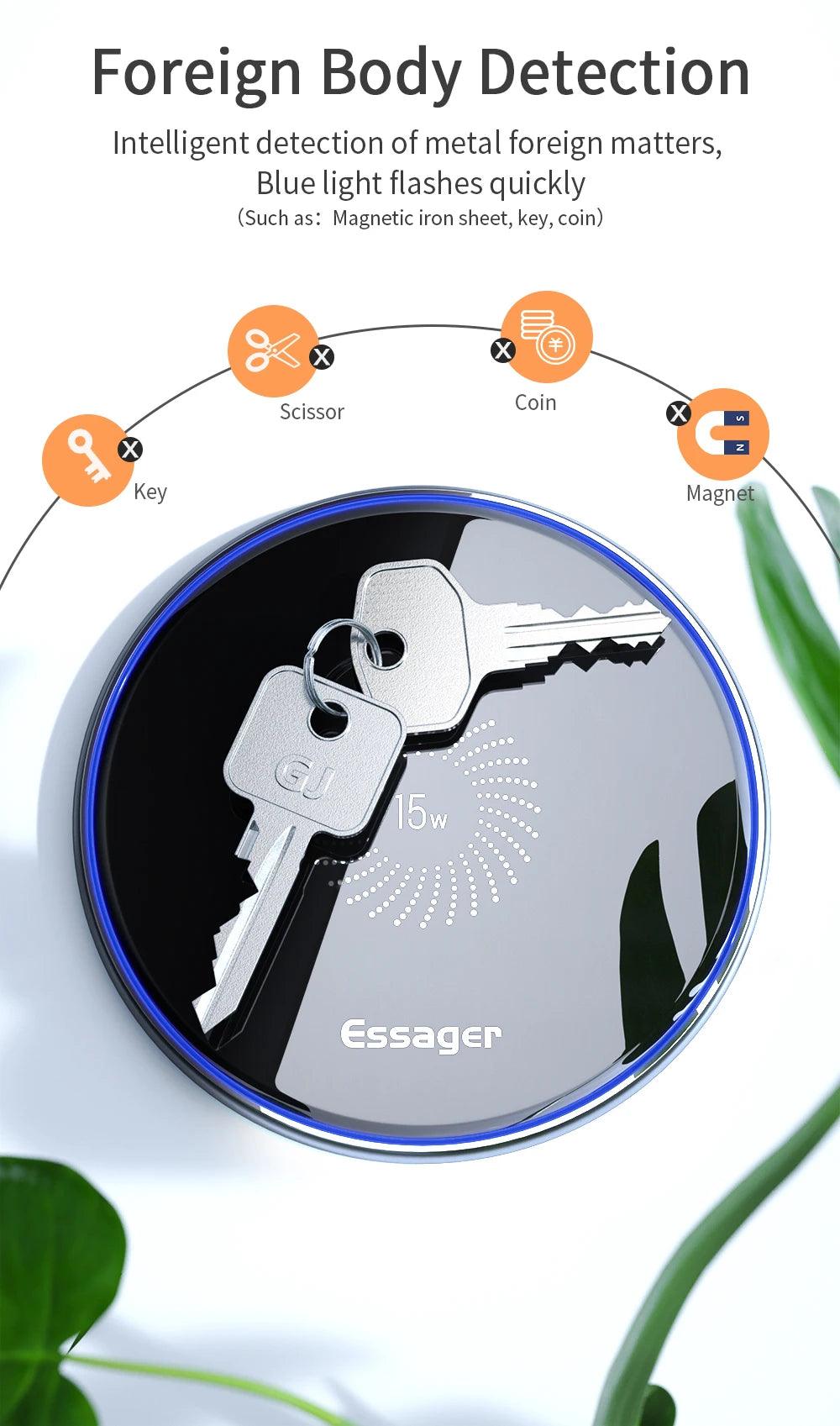 15W Fast Wireless Charger Visible Qi Wireless Charging Pad