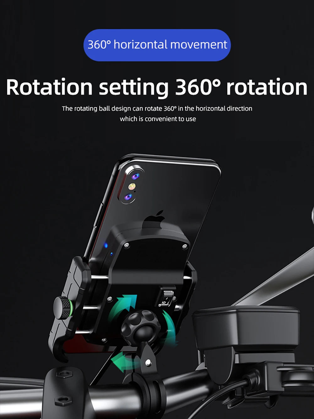 Motorcycle Phone Holder Wireless Charging Cradle 3.0 Quick Charger