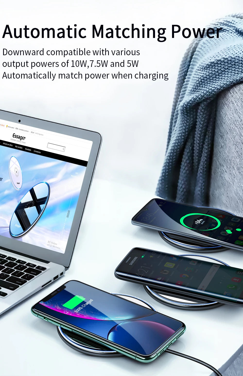 15W Fast Wireless Charger Visible Qi Wireless Charging Pad
