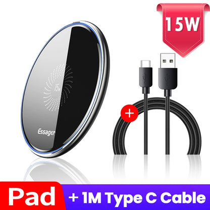 15W Fast Wireless Charger Visible Qi Wireless Charging Pad