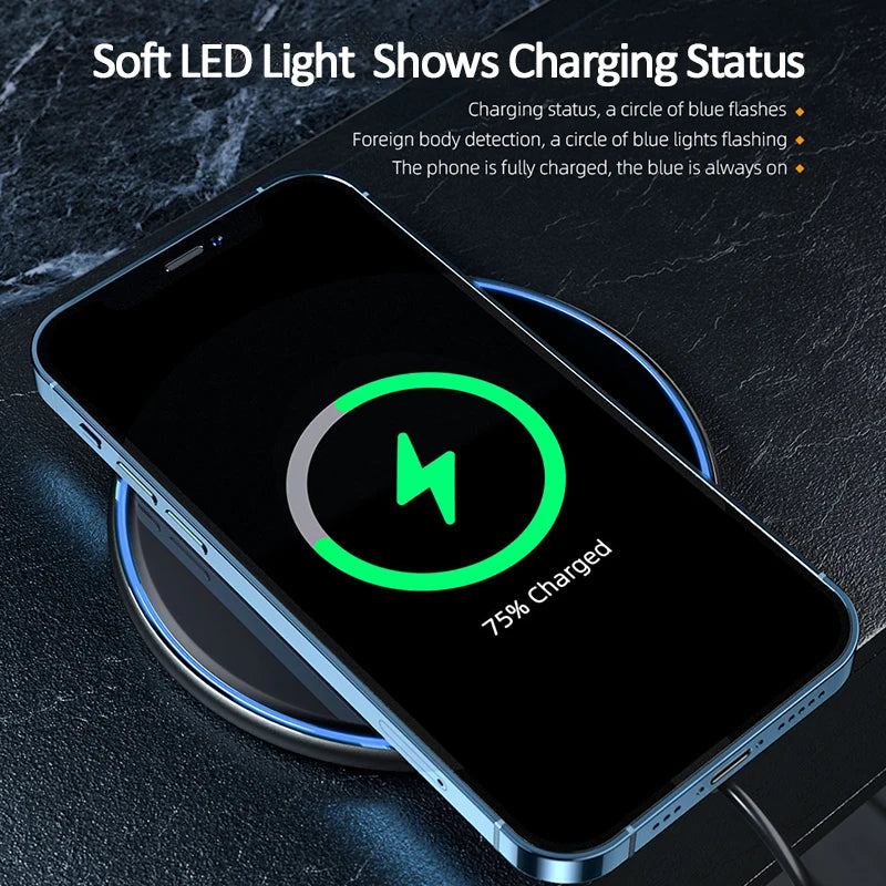15W Fast Wireless Charger Visible Qi Wireless Charging Pad