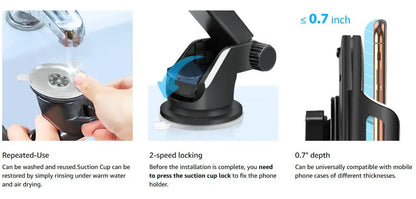 Car Phone Mount Long Arm Suction Cup Sucker Car Phone Holder