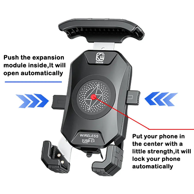 Motorcycle Phone Holder QC3.0 Wireless Charger Mobile Support