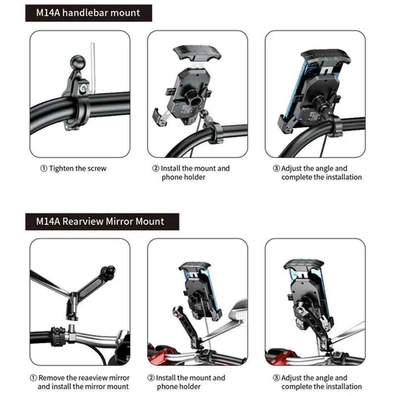 Motorcycle Phone Holder QC3.0 Wireless Charger Mobile Support
