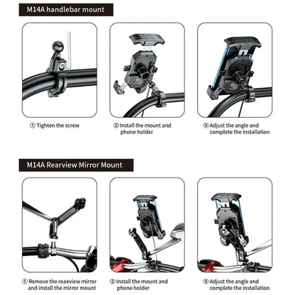 Motorcycle Phone Holder QC3.0 Wireless Charger Mobile Support
