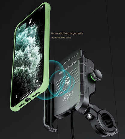 Motorcycle Phone Holder Wireless Charging Cradle 3.0 Quick Charger