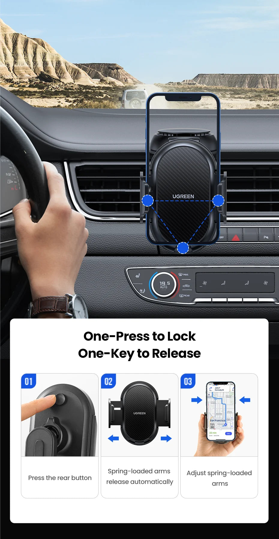 Car Phone Holder Stand Gravity Dashboard Phone Holder Universal