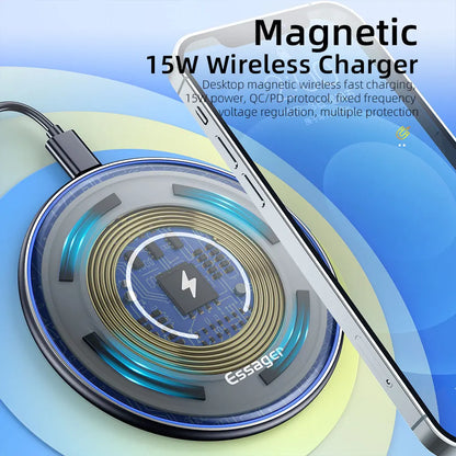 15W Fast Wireless Charger Visible Qi Wireless Charging Pad
