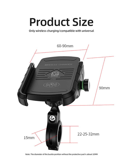 Motorcycle Phone Holder Wireless Charging Cradle 3.0 Quick Charger