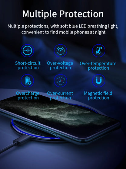 15W Fast Wireless Charger Visible Qi Wireless Charging Pad