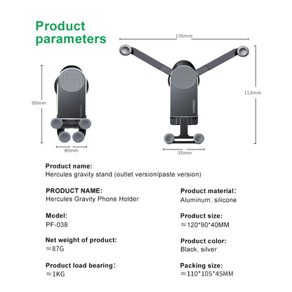Car Phone Holder Gravity GPS Support Telephone Mount