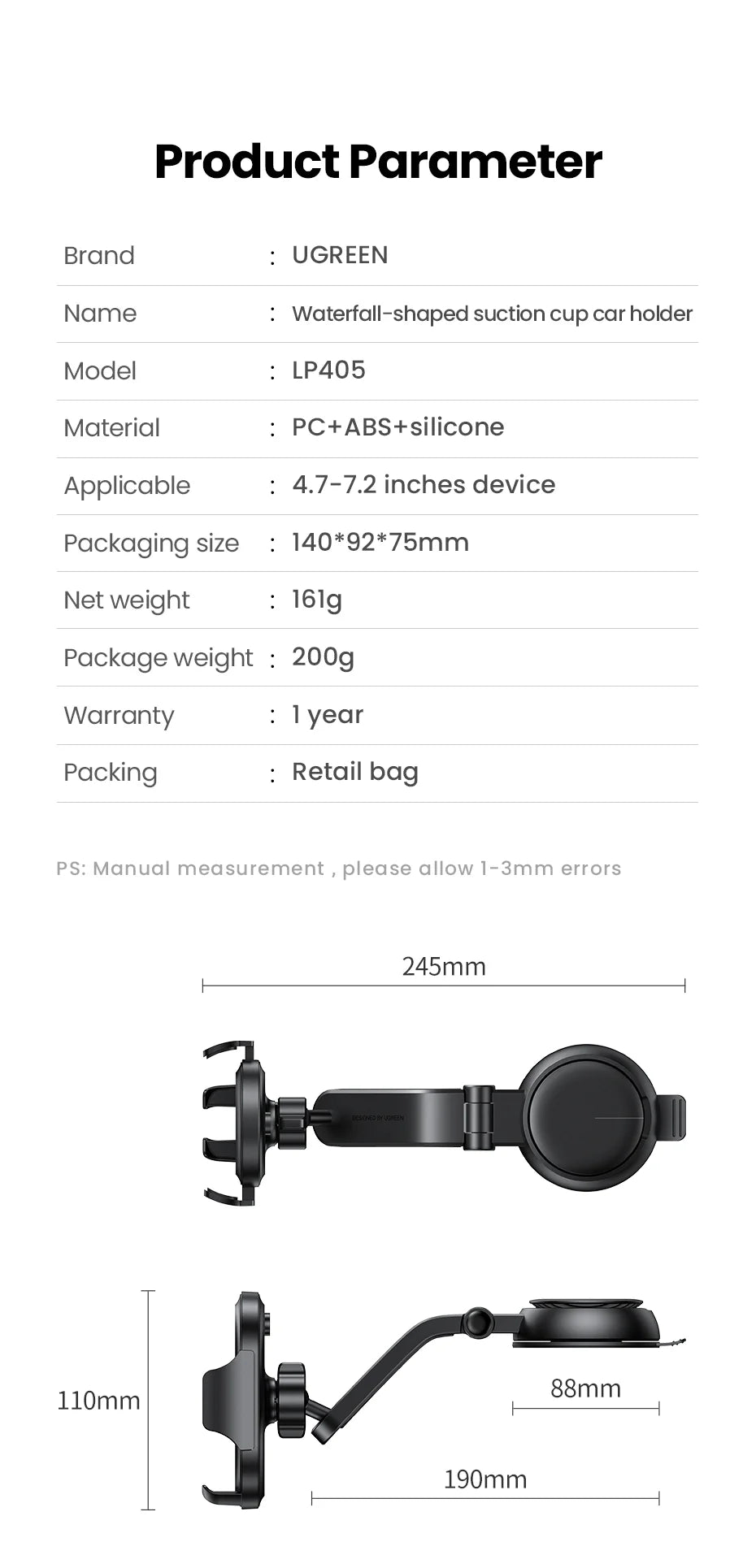 Car Phone Holder Stand Gravity Dashboard Phone Holder Universal