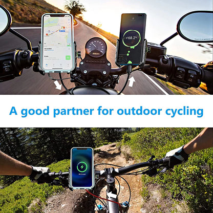 Motorcycle Phone Holder Wireless Charging Cradle 3.0 Quick Charger