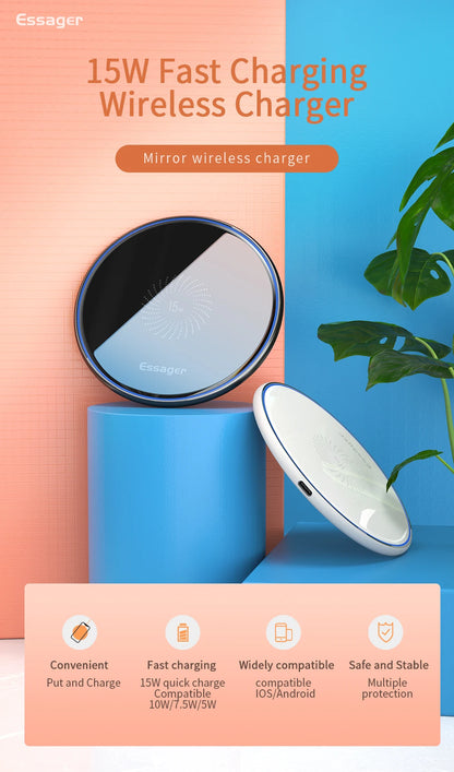 15W Fast Wireless Charger Visible Qi Wireless Charging Pad