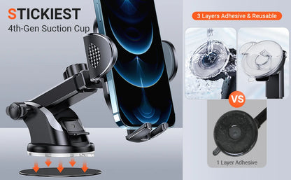 Car Phone Mount Long Arm Suction Cup Sucker Car Phone Holder