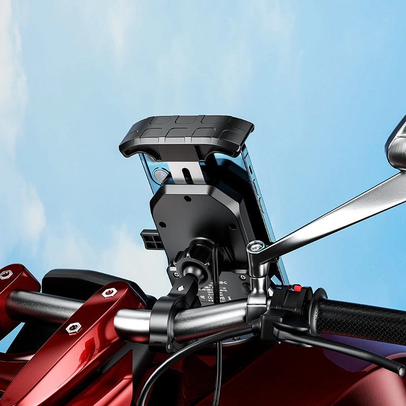 Motorcycle Phone Holder QC3.0 Wireless Charger Mobile Support