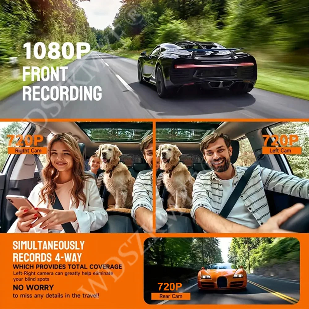 360°Auto Camera 1080P Video Recorder 3/4 Lens WIFI DashCam