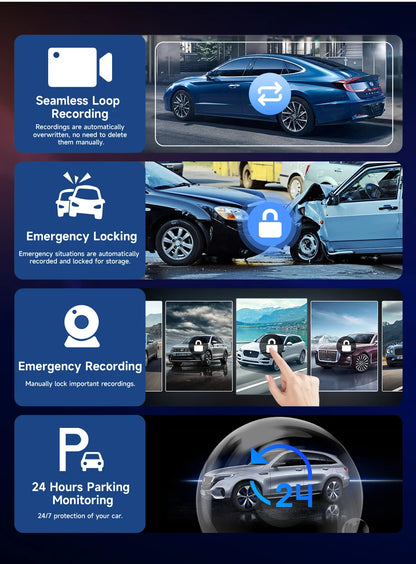 10/11.26 inch Dash Cam 4K Car DVR Wireless Carplay & Android Auto GPS