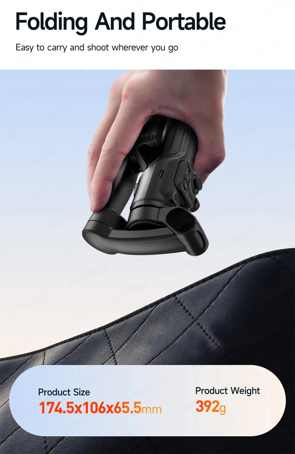 Foldable 3-Axis Phone Gimbal Stabilizer with Telescopic Rod