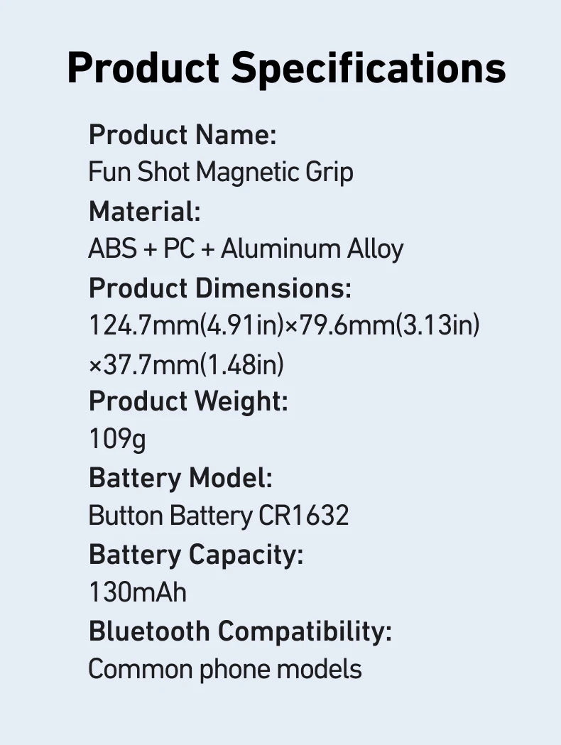 Fun Shot Magnetic Grip, Ergonomic Style Phone Camera Grip