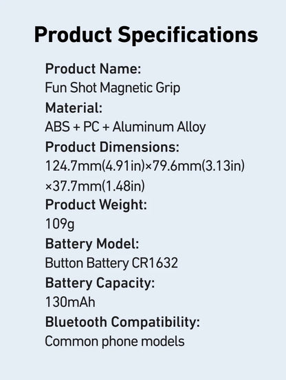 Fun Shot Magnetic Grip, Ergonomic Style Phone Camera Grip