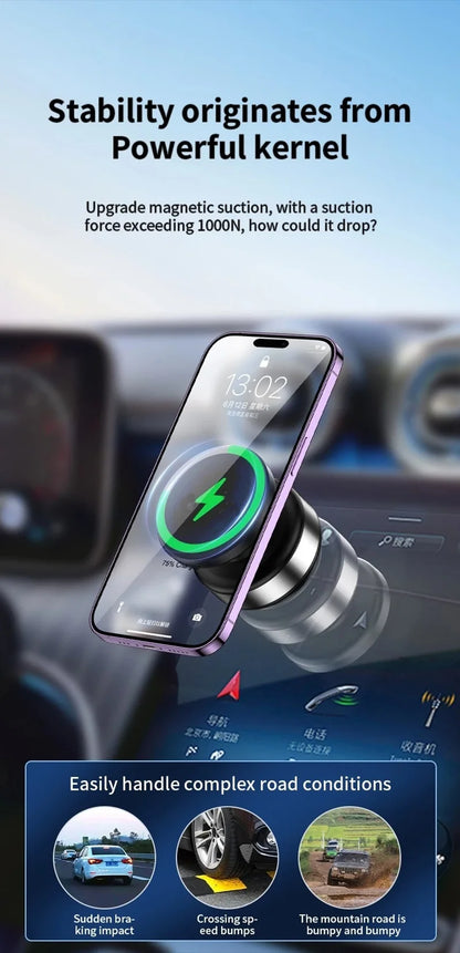 Electric Vacuum Suction Magnetic Car Phone Wireless Charger Holder
