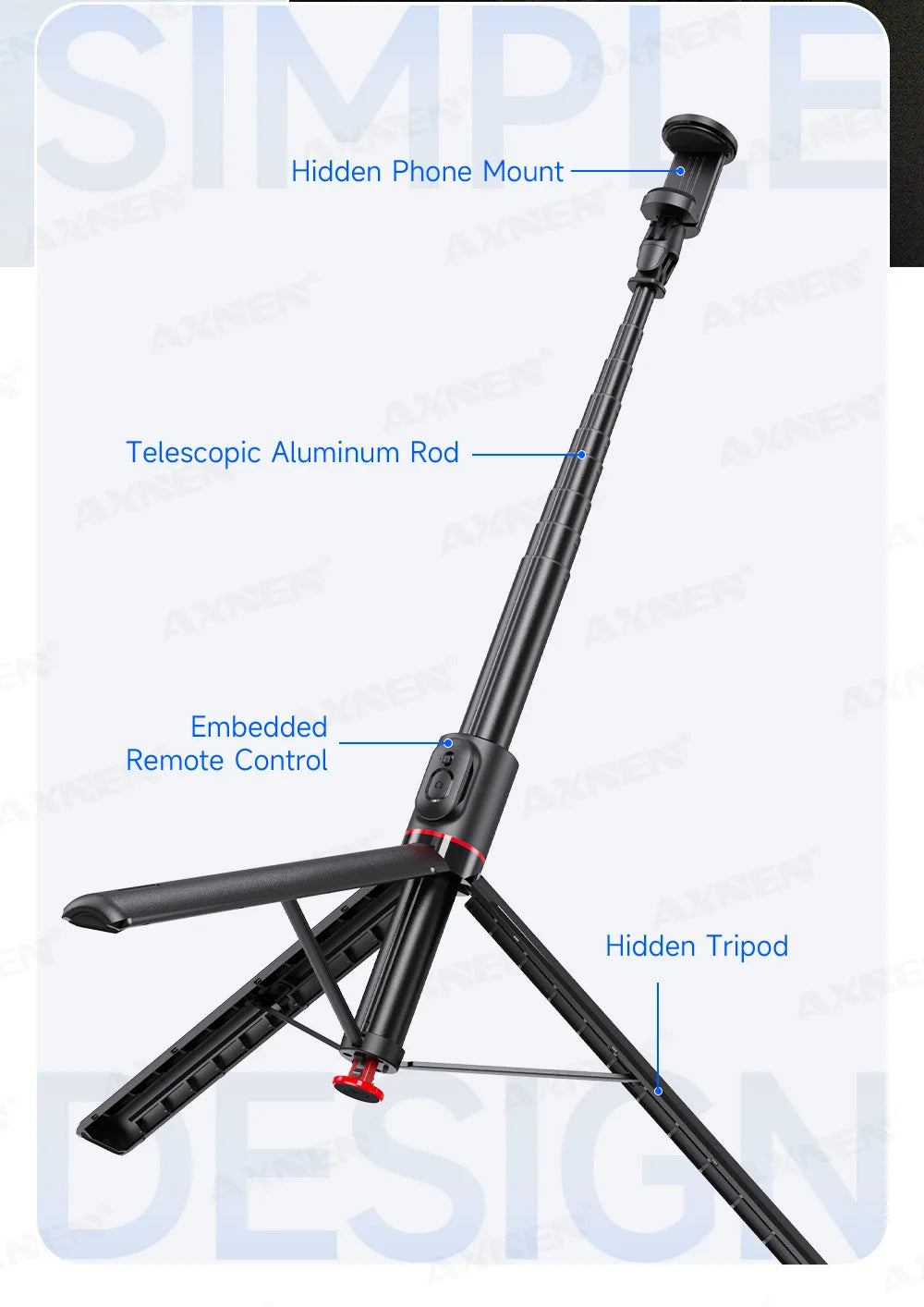 Bluetooth Selfie Stick Tripod Auto Pop-Up Foldable Holder