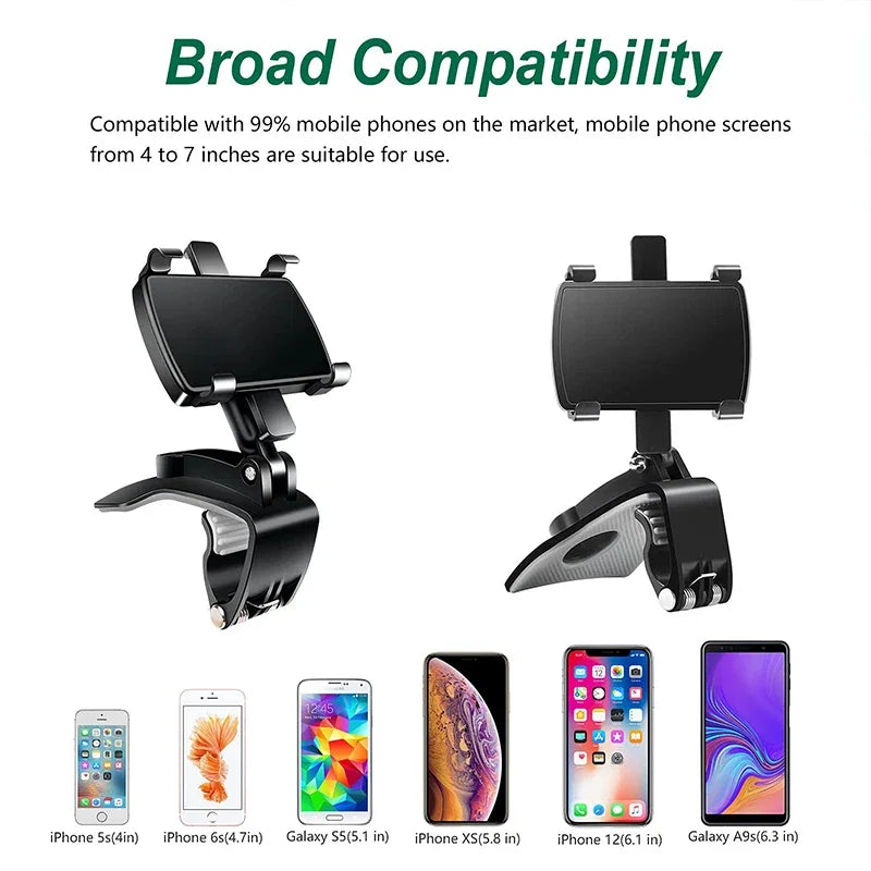 360 Degree Rotation Car Phone Holder Stand Universal Car Clip Mount