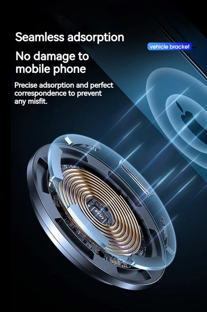 15W Car Magnetic Wireless Charger Holder with Metal Body - Fits Vent
