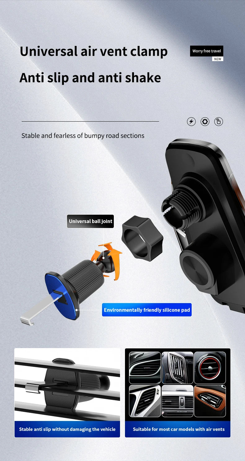 66W Magnetic Car Phone Holder 15W Wireless Fast Charger Car Stand